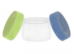 2 oz. White PP Plastic Round Thick Wall 53-400 Square Base Jar-Colored CRC Cap (MRP)