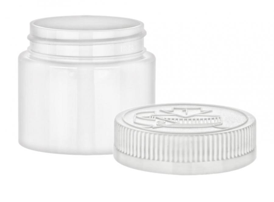 3 oz. White PET Plastic Single Wall 53-400 Round Packer Jar-CRC Cap