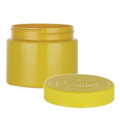 8 oz. Yellow Round Single Wall 70-400 Opaque PET Square Based Plastic Jar-Yellow CRC Lid