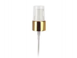 20-410 Gold-White Shiny Metal Treatment Pump w/ 130 mcl Output, Clear Hood & 4 in. Diptube