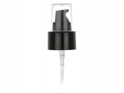 24-410 Black Smooth PP Plastic Treatment Pump-6 7/8 in Diptube-Clear PP Hood-130 mcl Output