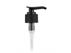 24-410 Black Plastic Lotion-Soap Pump w/ 2cc Output, Lock-Down Head & 7 1/2 in diptube-JET-Stock
