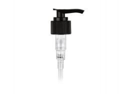 24-410 Black Ribbed Plastic Lotion-Soap Pump w/ 2cc Output, Lock-Down Head-8 3/4 in diptube (NEW-KATA)