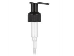 24-410 Black Ribbed PP Plastic Lotion-Soap Pump-1.2cc Output, Lock-Up Head & 6 1/4 in. diptube-Stock MPCH