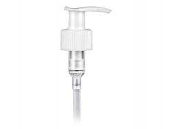 24-410 White Ribbed Plastic Lotion-Soap Pump w/ Lock-Up Head, 8 3/4 in. Dip Tube & 1.2 cc Output