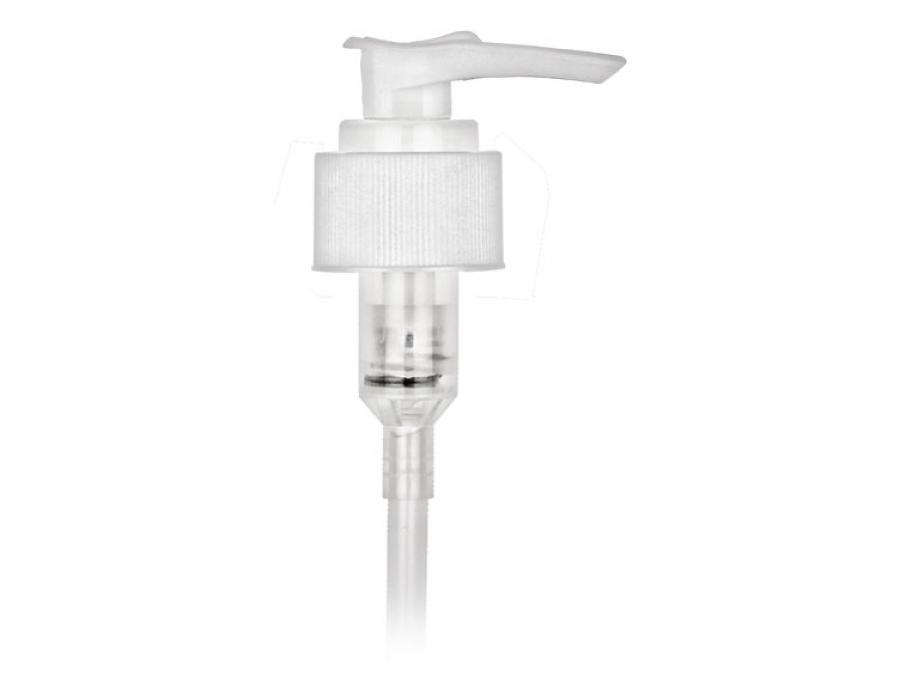 24-410 White Ribbed Plastic Lotion-Soap Pump-Lock-Down-2cc OP-6 1/8 in DT 50% OFF NEW