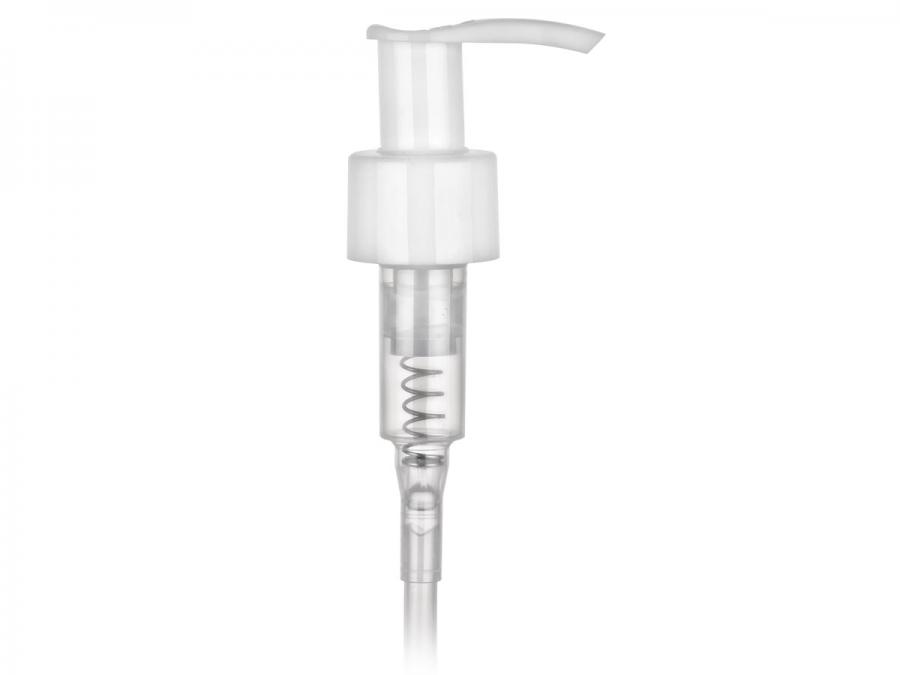 24-410 White Smooth PP Plastic Lotion-Soap Pump-Lock-UP-3cc OP-6 3/16 in DT