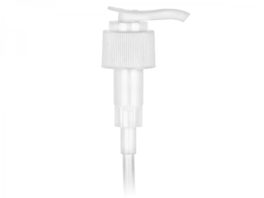 24-410 White Ribbed Plastic Lotion-Soap Pump-LD-2cc OP-8.75 in. DT-PurePump