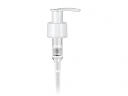 24-410 White Smooth Plastic Lotion-Soap Pump w/ Lock-Up Head, 8 3/4 in. diptube & 1.2 cc Output