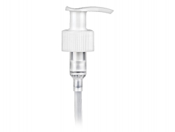 24-410 White Ribbed Plastic Lotion-Soap Pump w/ Lock-Up Head, 6 1/4 in. Dip Tube & 1.2 cc Output