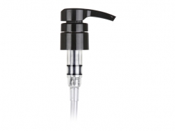 28-410 Black Plastic Lotion Pump with Lock Down Shower Proof Head, 4 cc Output & 9 7/32 in. Dip Tube