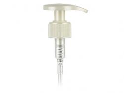 28-410 Ivory Pearl Ribbed Plastic Lotion-Soap Pump with Lock Up Palm Head-10.5 in. DT