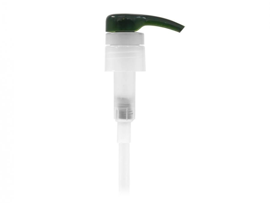28-410 Natural-Green PP Plastic Lotion-Soap Pump-Lock Down Shower Proof Head-4 cc Output-8 1/8 in. DT