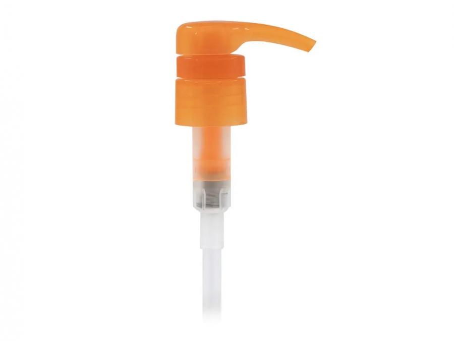 28-410 Orange Smooth PP Plastic Lotion-Soap Pump-LD Shower Proof Head-4 cc OP-9 1/4 in. DT