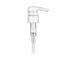 28-410 White Plastic Lotion Pump with Lock Down Shower Proof Head, 4 cc Output & 9 7/32 in. Dip Tube