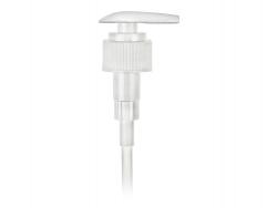 28-410 White Ribbed Plastic Lotion-Soap Pump with Lock-Down Tear Drop Head, 2cc Output & 8 3/4 in. Dip Tube