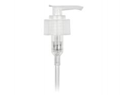 28-410 White Smooth Plastic Lotion-Soap Pump with Lock Down Saddle Head, 2 cc Output & 9 1/4 in. Dip Tube