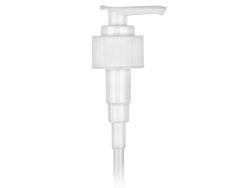 28-410 White Ribbed PP Plastic Lotion-Soap Pump with Lock Down Saddle Head-1.3 cc OP-9 1/4 in. DT (MPCH)