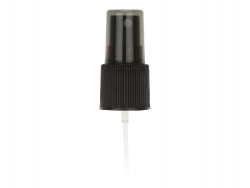 22-415 Black Ribbed Fine Mist PP Euromist Plastic Pump Sprayer w/ 7 7/8 in. Diptube & Tinted PP Hood