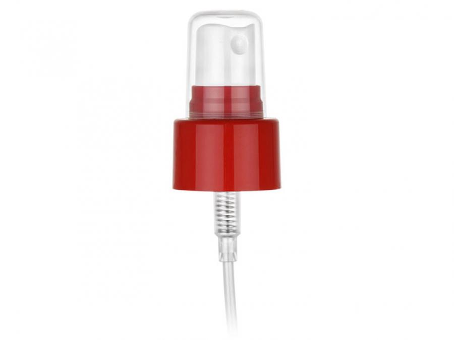24-410 Red-White Smooth Mark VI PP Plastic Fine Mist Pump Sprayer-5 3/8 in. DT-Clear Hood