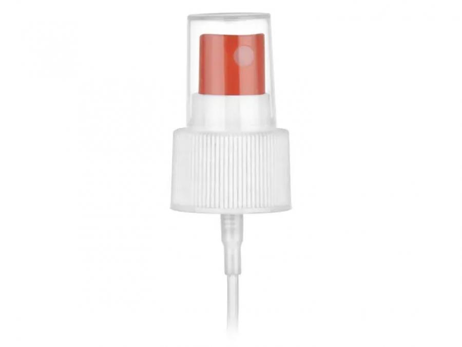 24-410 White-Orange Ribbed PP Plastic Fine Mist Pump Sprayer-5 3/8 in. DT