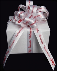 25 yd. spool of 5/8 in. White/Red My Favorite Valentine Satin Ribbon 40% OFF