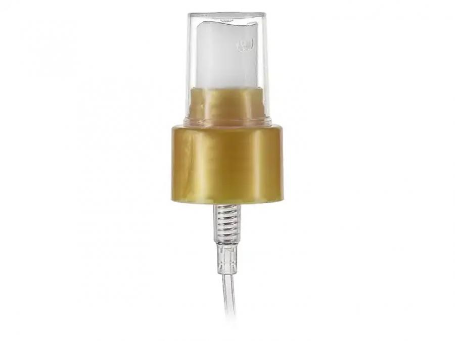 24-410 Gold-White Smooth Plastic Fine Mist Pump Sprayer-6 in. DT-Clear Hood