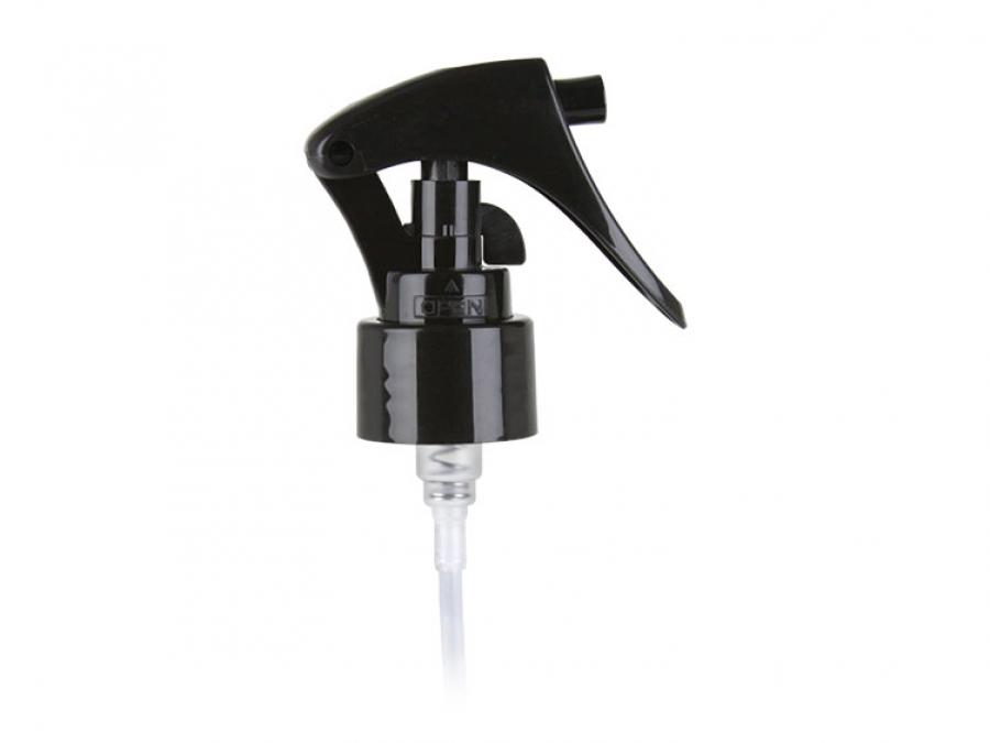 24-410 Black Smooth Mini Trigger Sprayer-7 3/4 in. DT-.21ML OP-Ship Clip (JET)
