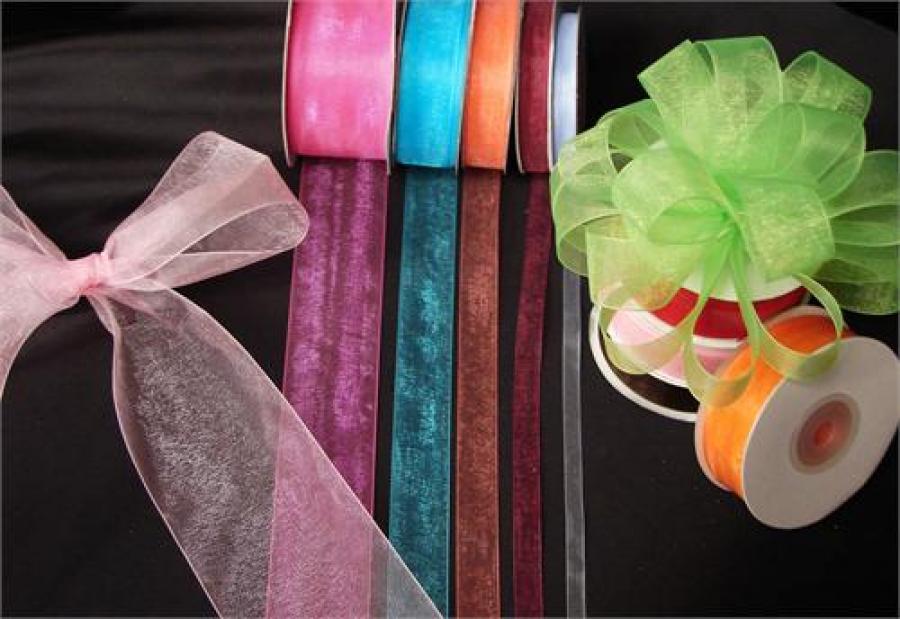 Organza Ribbon 25 yd  Colored 1/4 in. Mono Edge Ribbon-Mix-Match For Discounts