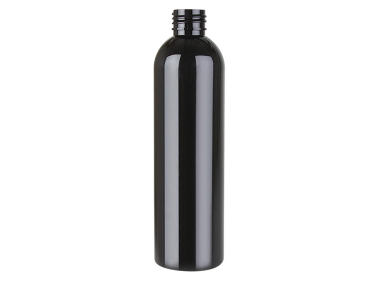 8 oz. Black 24-410 PET (BPA Free) Opaque Bullet Round Bottle-Sprayer