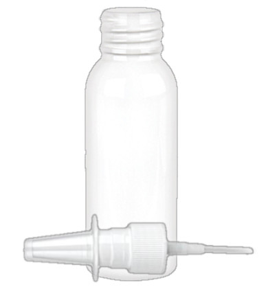 1 oz. White 20-410 Round Bullet PET (BPA Free) Opaque Gloss Finish Plastic Bottle w/ Nasal Sprayer 3 1/2 in. DT