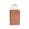 Burgundy Gingham Checked Small (Rose) Paper Kraft Gift Bag (5.5 in. x 3.25 in. x 8 in.) 100% Recycled