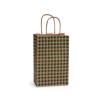 Green Hunter Gingham Checked Small (Rose) Paper Kraft Gift Bag (5.5 in. x 3.25 in. x 8 in.) 100% Recycled