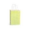 Green Apple Gingham Checked Small (Rose) Paper Kraft Gift Bag (5.5 in. x 3.25 in. x 8 in.) 100% Recycled