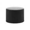 20-410 Black Ribbed PP Plastic CT Cap-Smooth Top-Foam Liner