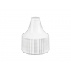 20-410 White Ribbed Non Dispensing Dropper Tip Style PP Plastic Cap