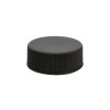 22-400 Black Ribbed PP Plastic Non Dispensing Bottle Cap w/ Matte Top & PS Liner