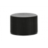 24-410 Black Ribbed Non Dispensing PP Bottle Cap-Stipple Top-Plug Seal