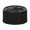 28-400 Black Ribbed CRC PP Plastic CT Bottle Cap-Dual Vented Liners-Pictoral Top