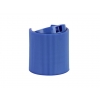 20-410 blue plastic dispensing bottle cap with ribbed finish, .175 in. orifice & disc-top.