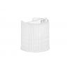 20-410 White Ribbed Dispensing PP Disc Top F Style Bottle Cap w/ .270 in. Orifice & PS-222 Liner (King) (Stock)