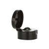 22-400 Black Smooth Flip Top PP Plastic Bottle Cap-.250 in. Orifice-1.5 in. Diameter
