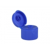 24-410 blue ribbed plastic dispensing bottle cap with .187 in. orifice & snap-top.