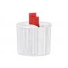 24-410 White-Red Ribbed Turret PP Dispensing Bottle Cap w/ .125 in. Orifice