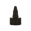 24-410 Black Ribbed Twist Open PP Plastic Dispensing Bottle Cap- .118 Orifice-Gasket (GLOWPAK)