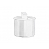 28-410 White Turret Ribbed Dispensing PP Plastic Bottle Cap w/ .122 in. x .244 in. Orifice (Stock) (King)