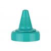 38-400 Teal Ribbed Twist Open Dispensing PP Plastic Bottle Cap-.200 in. Orif-HS Liner