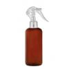 16 oz. Amber Dark 24-410 PET Semi-Translucent Boston Round Plastic Bottle-Natural Mini Trigger