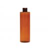 8 oz. Amber Cylinder Round 24-410 PET BPA Free Plastic Bottle-Symmetrical Dispensing Cap-King