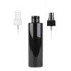 8 oz. Black Shiny 24-410 PET Plastic Cylinder Round Bottle-FM Sprayer